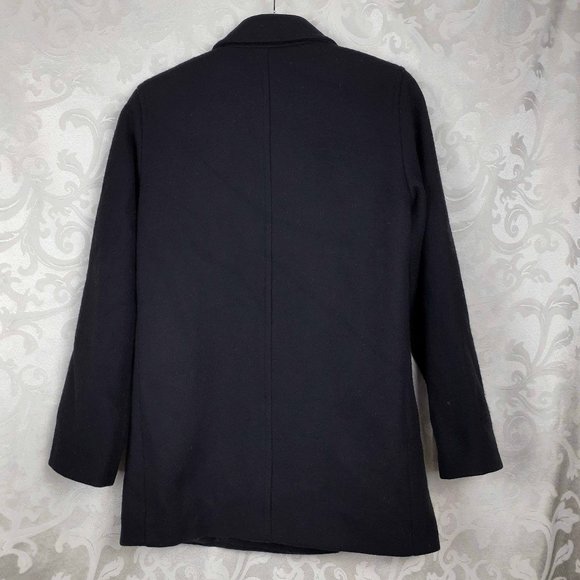 Marvin Richards wool blend double breasted pea coat Size 4 Black Nautical Navy - Picture 2 of 12